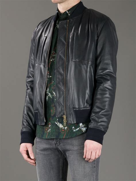 givenchy men leather sleeves bomber jacket|givenchy jackets for men.